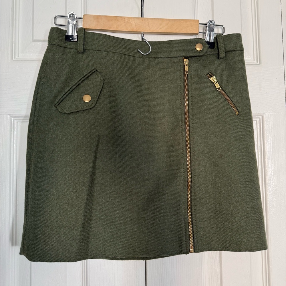 Banana Republic Olive Green Zip-Front Mini Skirt